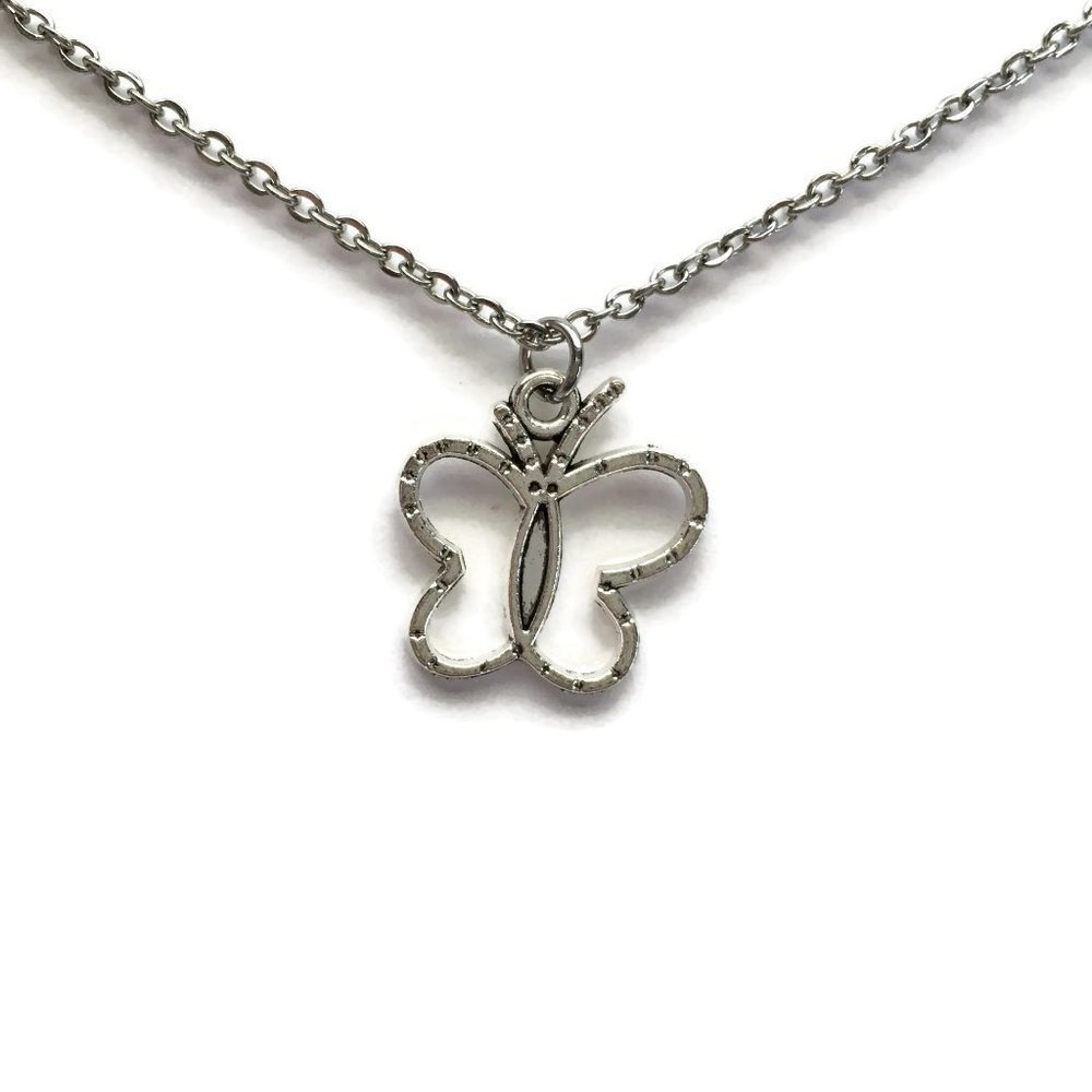 🦋 Butterfly Necklace Tibetan Silver Charm 🦋 Stainless Steel Chain 4for$20